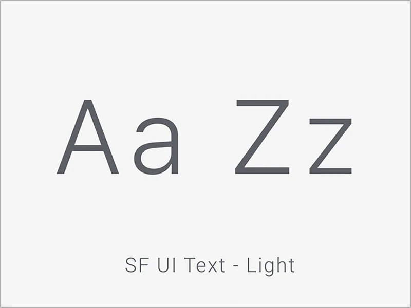 Pickr Uppr typography specimen — SF UI Text Light, showing Aa and Zz